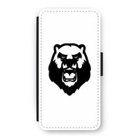 Angry Bear (white): iPhone 12 Flip Hoesje