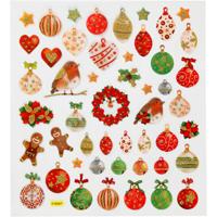 Creativ Company Stickers, kerstballen, vel 15x16,5 cm, ca. 50 stuk, 1 vel