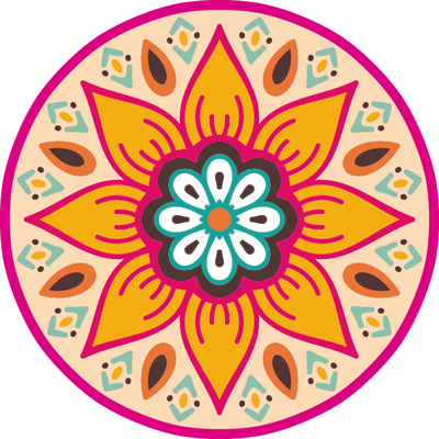 Prachtig ronde vinyl tapijt met mandala