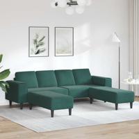 Bankstel 3 pcs Donkergroen Fluweel