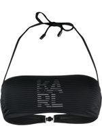 Karl Lagerfeld haut de bikini bandeau à logo imprimé - Noir - thumbnail