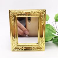 1:12 Mini huis speelgoed simulatie wand spiegel voor slaapkamer (goud)