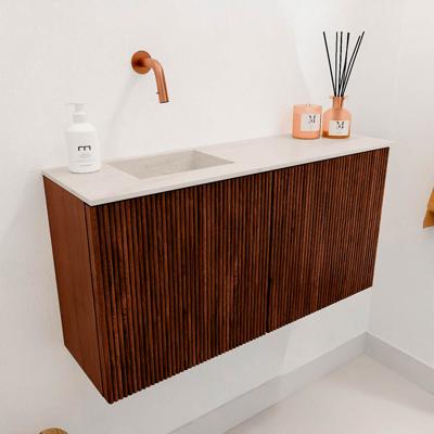 Toiletmeubel Mondiaz Joya Dlux | 80 cm | Meubelkleur Ruby | Faye wastafel Meli Wasbak Links | Zonder kraangat(en)