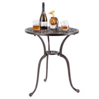 Terrastafel van Gegoten Aluminium 61 cm Ronde Tafel met Gat voor Parasol en Onderste Plank Aantrekkelijke Bistrotafel voor Veranda Tuin
