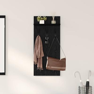 Wandgemonteerde kapstok met plank Zwart eiken 90 x 40 x 10 cm