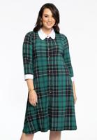 Yoek Jurk waistseam katoen collar TARTAN | Groen | Maat 42/44
