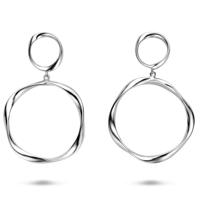 Gerhodineerd Zilveren Oorhangers Gedraaid - 66mm - 925 Zilver Gerhodineerd Zilveren Oorhangers Gedraaid - 66mm - 925 Zilver