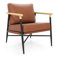 Fauteuil met kunstleren Bekleding Voorzien van een Afneembaar Rugkussen en een Stevig Metalen Frame