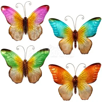 Wanddecoratie Vlinder Metaal 32cm Assorti 1st