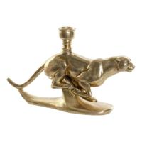 Kandelaar DKD Home Decor Gouden Hars Aluminium Luipaard Tropisch Kandelaar 25 x 6 x 14 cm