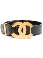 CHANEL Pre-Owned ceinture en cuir à logo CC (1996) - Noir - thumbnail