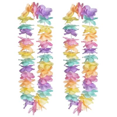 Hawaii krans/slinger - 10x - Tropische/zomerse kleuren mix - Bloemen hals slingers