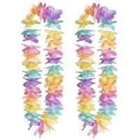 Hawaii krans/slinger - 10x - Tropische/zomerse kleuren mix - Bloemen hals slingers