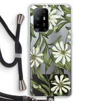 Wit bloemenpatroon: Oppo A95 5G Transparant Hoesje met koord