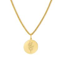 Gegraveerde geboortebloem ketting - Stainless steel - Goud - December - hulst