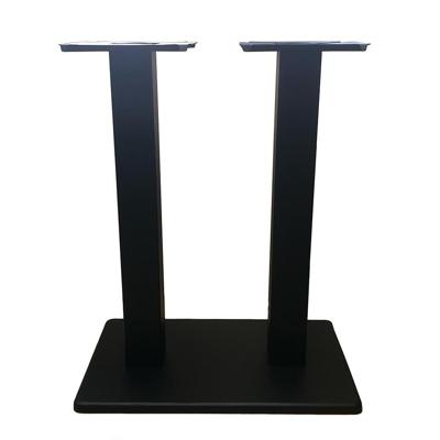 Stalen bistro tafelpoot dubbele staander zwart vierkant koker 8 bij 8 cm en hoogte 71 cm