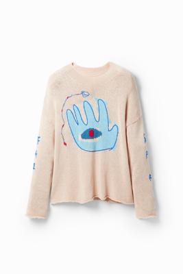 Trui met hand van Fatima - BROWN - M