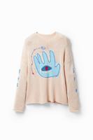 Trui met hand van Fatima - BROWN - XL Trui met hand van Fatima - BROWN - XL