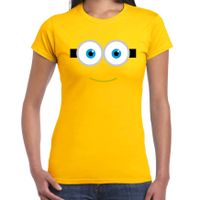 Verkleed / carnaval t-shirt geel poppetje voor dames - Verkleed / kostuum shirts