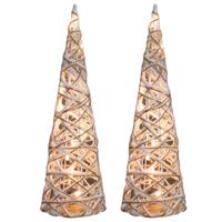 Led kegel - 2x stuks - kerstboom glitter lamp - 40 cm - 10 LED lampjes - Kerstverlichting figuren