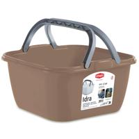 Wasmand/draagmand/teil met hengsel - kunststof - 13 Liter - cappuccino - 35 x 35 x 18 cm