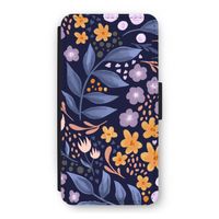 Flowers with blue leaves: iPhone 12 Flip Hoesje