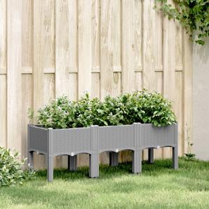 VidaXL Plantenbak met poten 120x40x42 cm polypropeen lichtgrijs