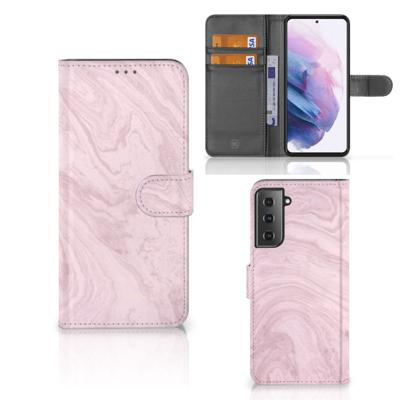 Samsung Galaxy S21 Plus | Bookcase | Marble Pink - Origineel Cadeau Vriendin