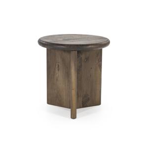 By-Boo Bijzettafel Leoti Mangohout, 45cm - Bruin - Rond