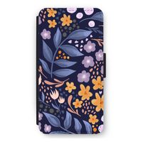 Flowers with blue leaves: iPhone 11 Pro Max Flip Hoesje