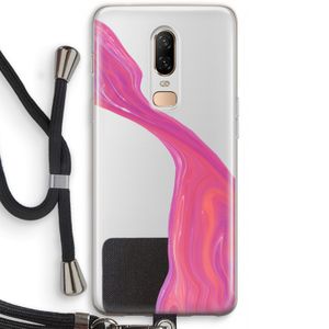 Paarse stroom: OnePlus 6 Transparant Hoesje met koord