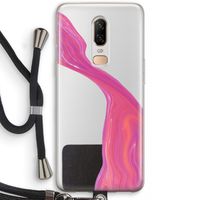Paarse stroom: OnePlus 6 Transparant Hoesje met koord