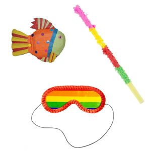 Verjaardag Pinata Vis van 60 cm set met stok en masker