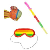 Verjaardag Pinata Vis van 60 cm set met stok en masker - thumbnail