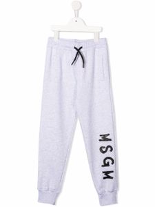 MSGM Kids pantalon de jogging à logo imprimé - Gris