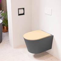 Wandcloset Mondiaz Lavie | Zonder spoelrand | Incl.Toiletzitting-Sand | Keramiek | Dark Grey