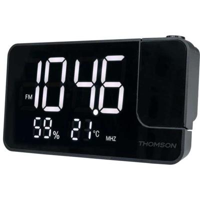 Projectorklokradio - THOMSON - Zwart - FM-radio, Temperatuur, Vochtigheid, Dubbel alarm, USB-C, Voeding 230V