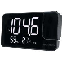 Projectorklokradio - THOMSON - Zwart - FM-radio, Temperatuur, Vochtigheid, Dubbel alarm, USB-C, Voeding 230V