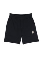 Moncler Enfant short en coton à patch logo - Bleu