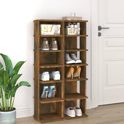 Schoenenrekken 2 st 27,5x27x102 cm bewerkt hout gerookt eiken