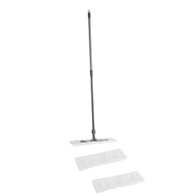 Vloermopset met telescoopsteel - 3x microvezelmop / vlakmop - 45x15 cm - schoonmaakartikelen