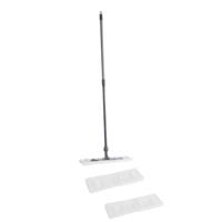 Vloermopset met telescoopsteel - 3x microvezelmop / vlakmop - 45x15 cm - schoonmaakartikelen