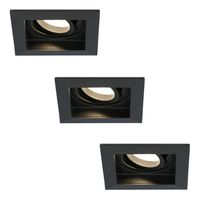 3x Durham dimbare LED inbouwspots - Kantelbaar - Vierkant - Verzonken - Zwart - 5W - GU10 - Plafondspots - 2700K warm licht - IP20 - thumbnail