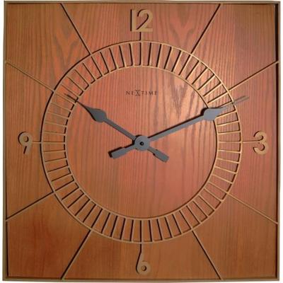 NeXtime klok 3112br wood square, 50x50 cm, wall, brown
