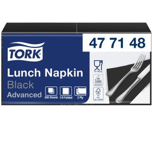 Servetten Tork 2-laags 1/4 gevouwen 200st zwart 477148