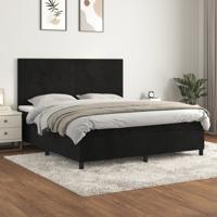 Boxspring met matras fluweel zwart 180x200 cm