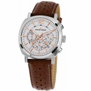 Horlogeband Jacques Lemans 1-1931B Leder Bruin 22mm