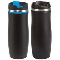 Thermosbekers - warmhoud drinkbekers - 2x stuks - blauw en zwart - 400 ml - Isolerende drinkbekers