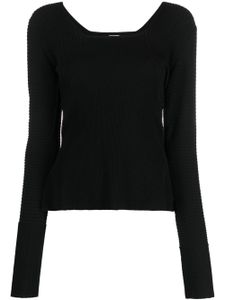 By Malene Birger pull nervuré à encolure carrée - Noir