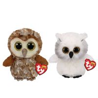 Ty - Knuffel - Beanie Boo's - Percy Owl & Austin Owl - thumbnail